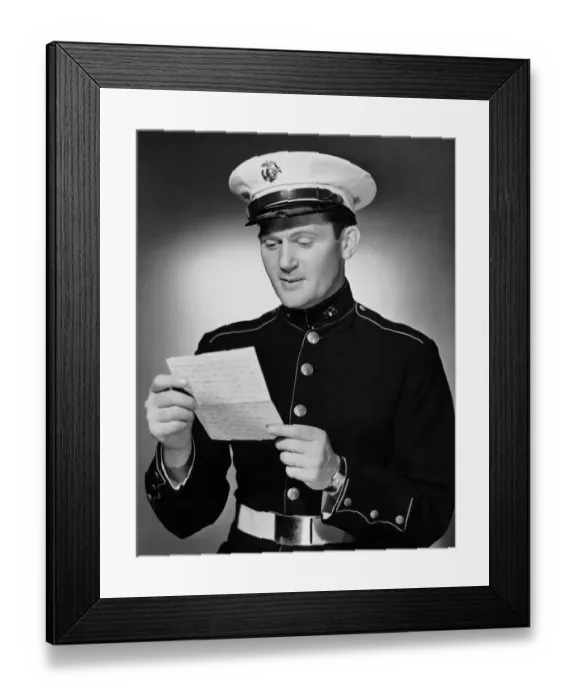 Framed Print : Marine reading letter Framed Print : Marine reading letter