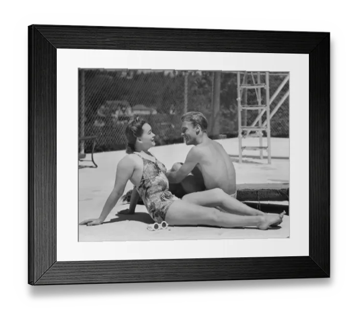 Framed Print : Couple at poolside Framed Print : Couple at poolside