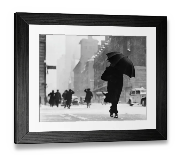 Framed Print : City street during snow storm Framed Print : City street during snow storm
