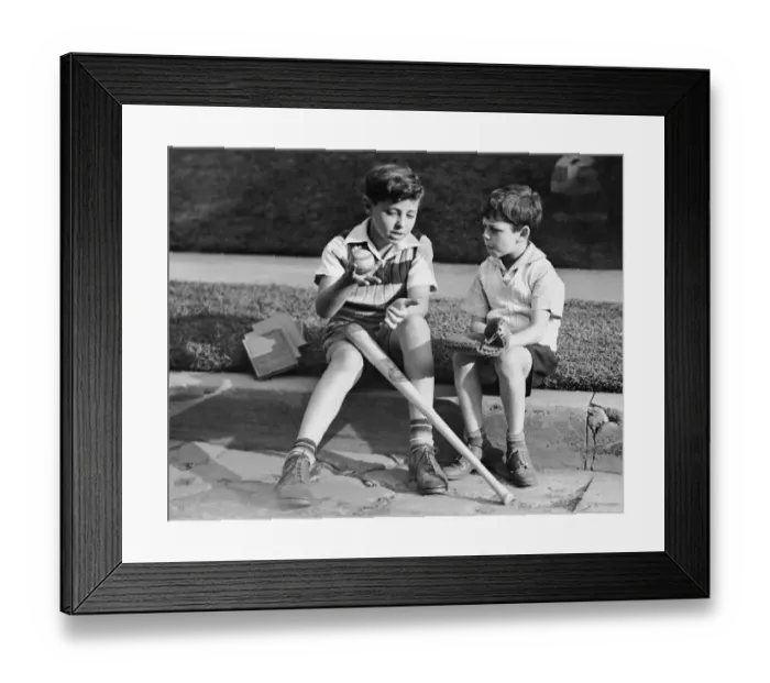 Framed Print : Two boys playing baseball Framed Print : Two boys playing baseball