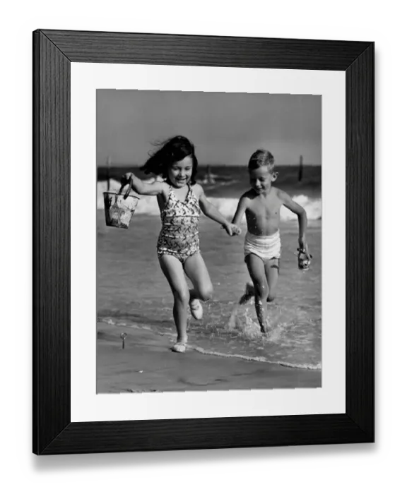 Framed Print : Children playing at seashore Framed Print : Children playing at seashore