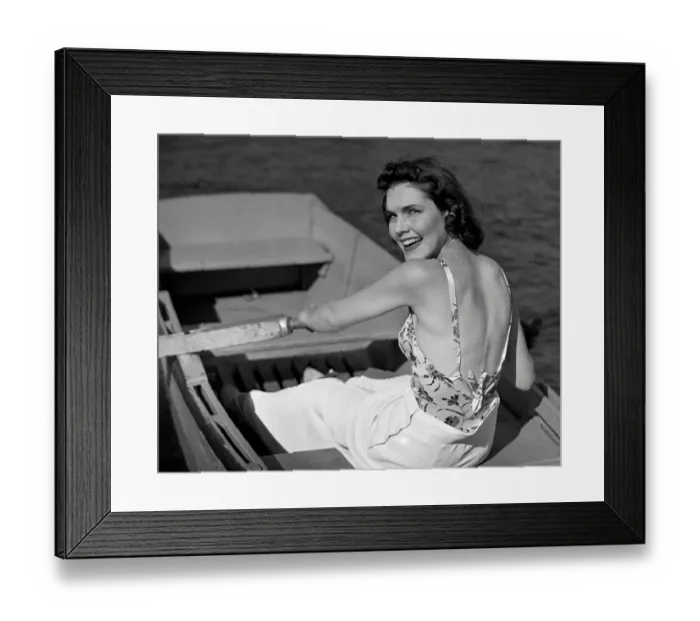 Framed Print : Woman in row boat