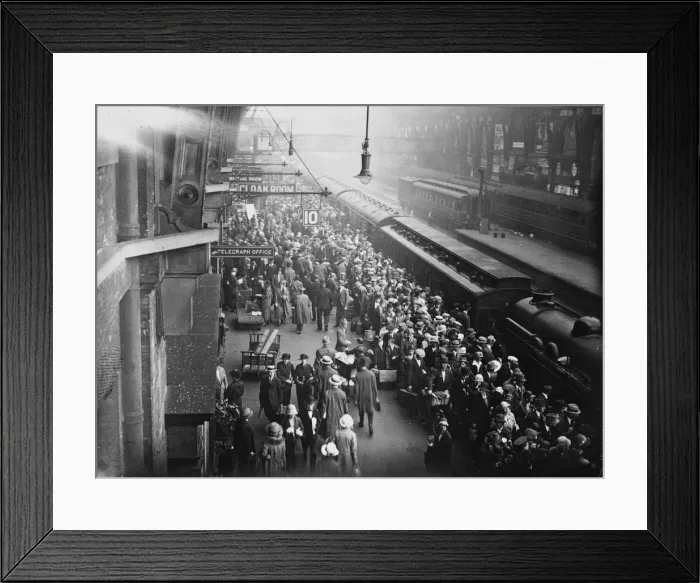 Framed Print : J1691619, black and white, indoors, day, full length, passenger, men, women, large group of people Framed Print : J1691619, black and white, indoors, day, full length, passenger, men, women, large group of people
