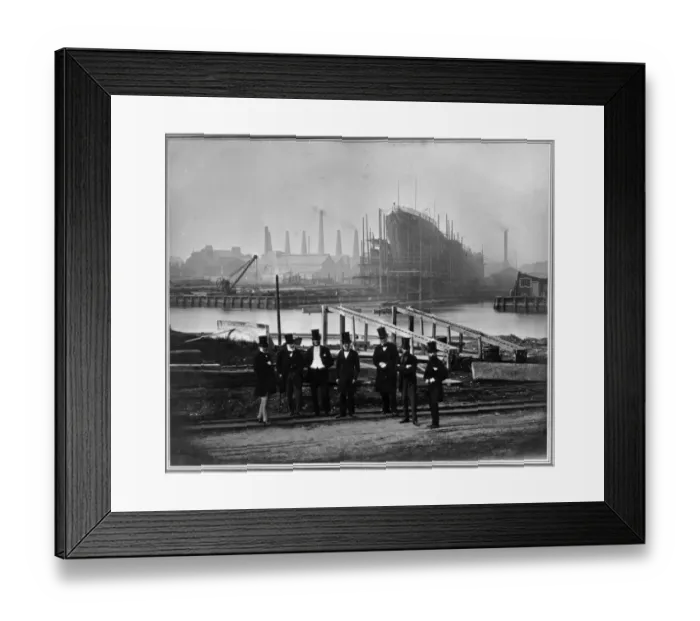 Framed Print : Tancore. 1865: A group of top-hatted worthies in a shipyard Framed Print : Tancore. 1865: A group of top-hatted worthies in a shipyard