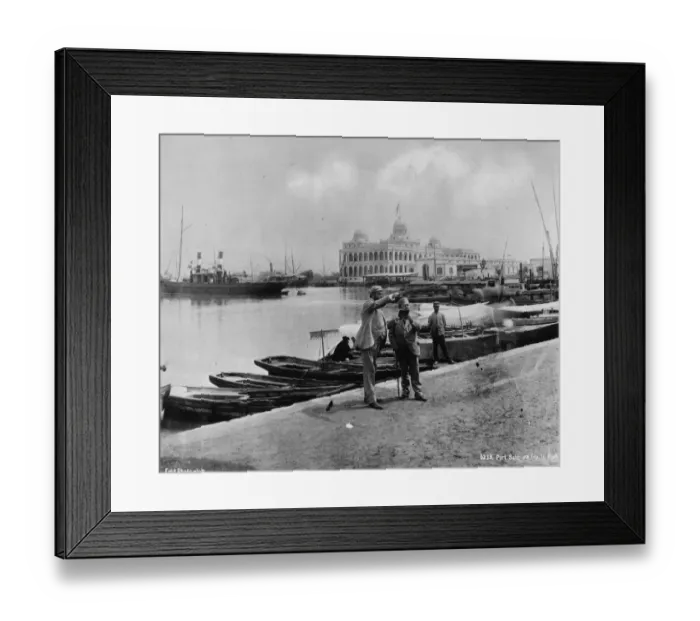 Framed Print : Port Said. circa 1885: Quayside at Port Said, Egypt, during the late nineteenth century Framed Print : Port Said. circa 1885: Quayside at Port Said, Egypt, during the late nineteenth century