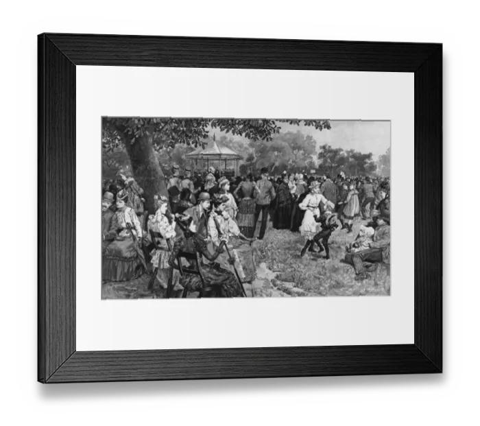 Framed Print : Park Life. 26th September 1891: Crowd relaxing and enjoying the music in a London park