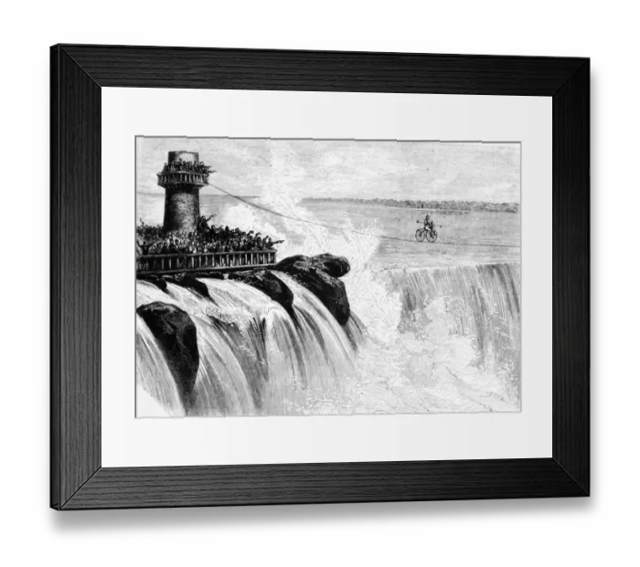 Framed Print : Cycling Across Falls Framed Print : Cycling Across Falls
