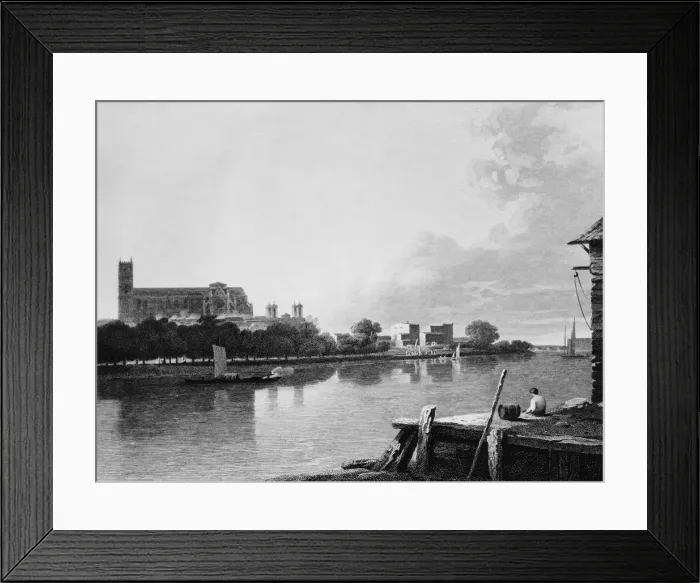 Framed Print : Nine Elms. Westminster Abbey as seen from across the River Thames Framed Print : Nine Elms. Westminster Abbey as seen from across the River Thames