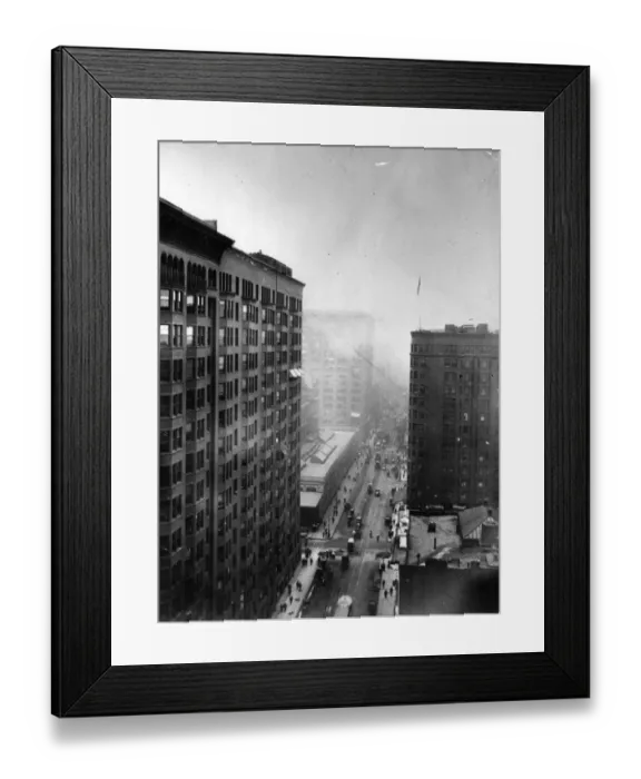Framed Print : Down Town. 2nd July 1895: A view from the ninth storey of the Old Colony Framed Print : Down Town. 2nd July 1895: A view from the ninth storey of the Old Colony