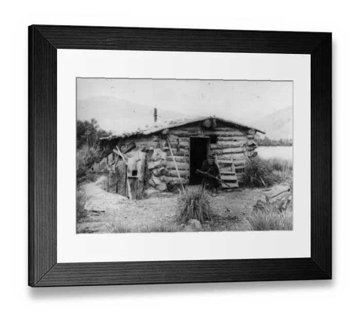 Framed Print : Log Cabin. 29th May 1885: A log cabin near the North Thompson River, in British Columbia Framed Print : Log Cabin. 29th May 1885: A log cabin near the North Thompson River, in British Columbia
