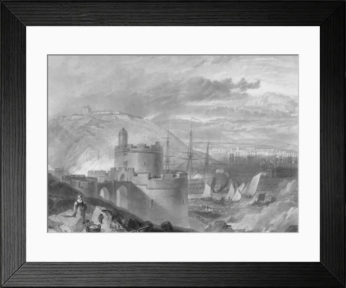 Framed Print : Falmouth, Cornwall, circa 1800. Engraving by Thomas Lupton after a drawing by J Framed Print : Falmouth, Cornwall, circa 1800. Engraving by Thomas Lupton after a drawing by J