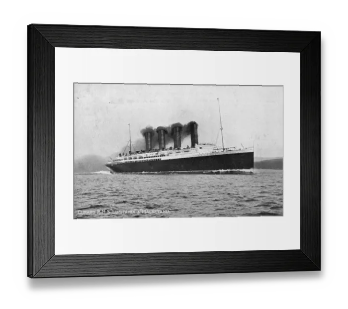 Framed Print : Lusitania. 1907: The British merchant ship Lusitania at sea Framed Print : Lusitania. 1907: The British merchant ship Lusitania at sea