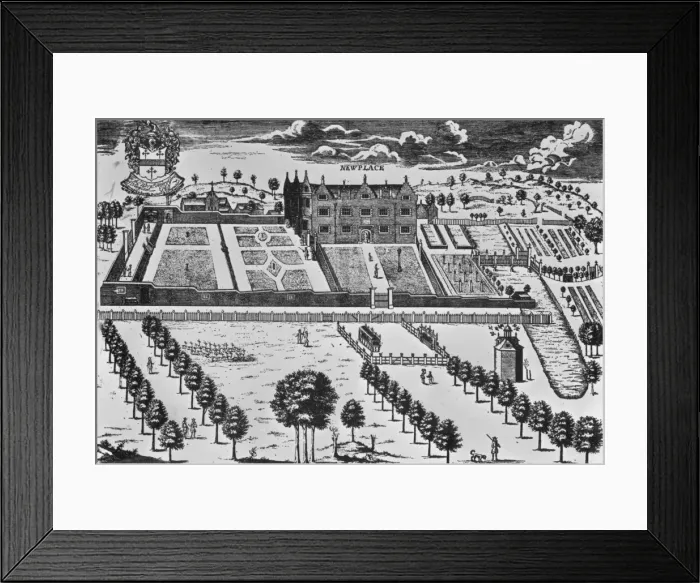 Framed Print : New Place. The gardens of New Place, Sawbridgeworth, Hertfordshire, circa 1750 Framed Print : New Place. The gardens of New Place, Sawbridgeworth, Hertfordshire, circa 1750
