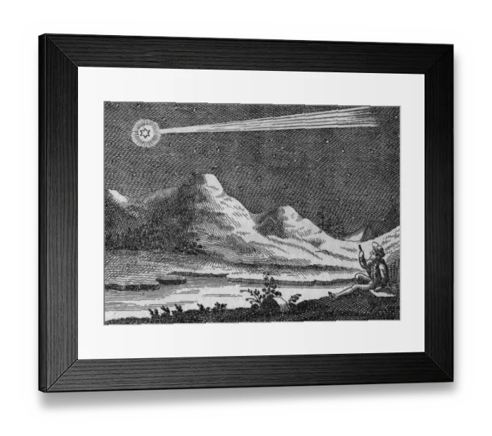 Framed Print : Der Komet. circa 1830: A German engraving of a comet