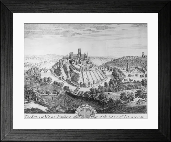 Framed Print : Durham. The south-west prospect of the City of Durham, County Durham, circa 1600 Framed Print : Durham. The south-west prospect of the City of Durham, County Durham, circa 1600