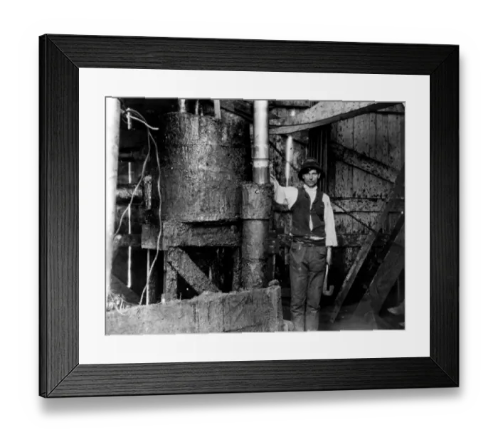 Framed Print : Oil Well. circa 1910: The interior of a box tower at a petrol works at Framed Print : Oil Well. circa 1910: The interior of a box tower at a petrol works at
