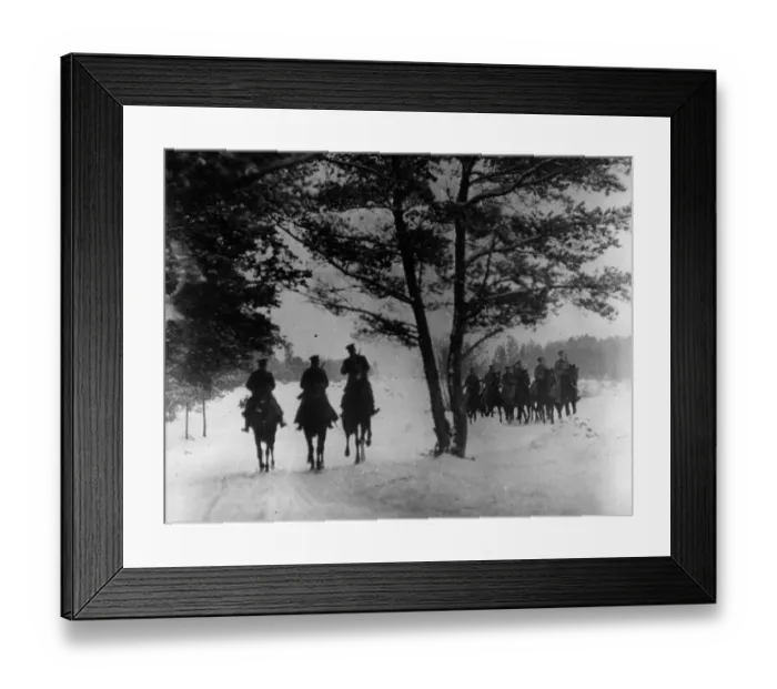 Framed Print : Cossacks. circa 1916: Russian cossacks riding through a forest Framed Print : Cossacks. circa 1916: Russian cossacks riding through a forest