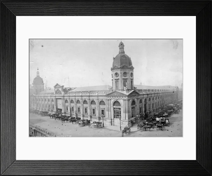 Framed Print : Parked Up. circa 1870: Smithfield Market, London, taken Framed Print : Parked Up. circa 1870: Smithfield Market, London, taken