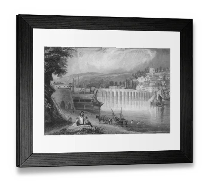 Framed Print : Bideford, Devon, circa 1790. Engraved by James Bingley after a drawing by G Framed Print : Bideford, Devon, circa 1790. Engraved by James Bingley after a drawing by G