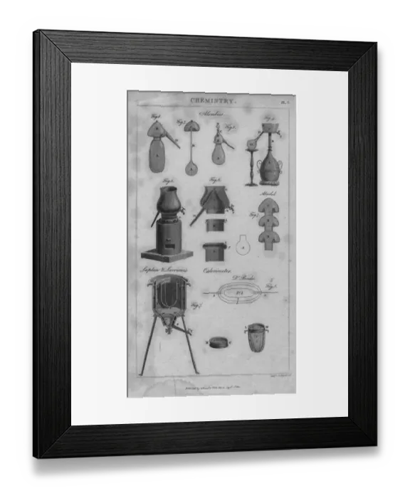 Framed Print : Alembics. circa 1800: Alembics, and a calorimeter designed by Laplace and Lavoisier Framed Print : Alembics. circa 1800: Alembics, and a calorimeter designed by Laplace and Lavoisier