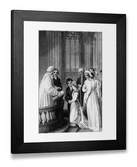 Framed Print : Marriage. A church wedding, circa 1820. Engraved by H Framed Print : Marriage. A church wedding, circa 1820. Engraved by H