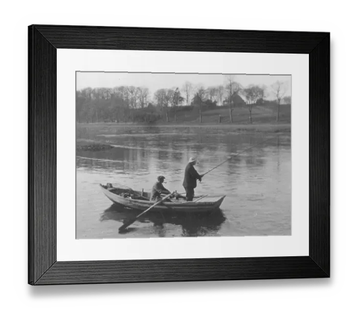 Framed Print : Fishing. circa 1910: Two men in a boat fishing on the River Tweed in the Scottish borders Framed Print : Fishing. circa 1910: Two men in a boat fishing on the River Tweed in the Scottish borders