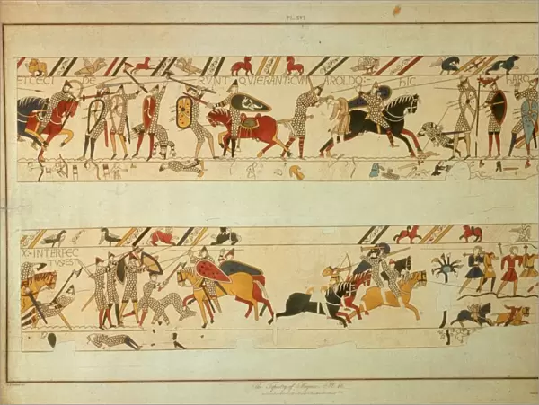 Bayeux Tapestry Scene - King Harold II (c. 1022 - 1066) is killed