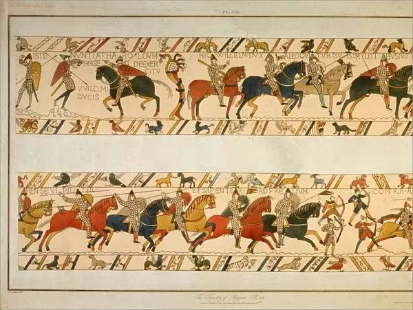 Bayeux Tapestry Scene - William the Conqueror addresses his troops before leading them into battle
