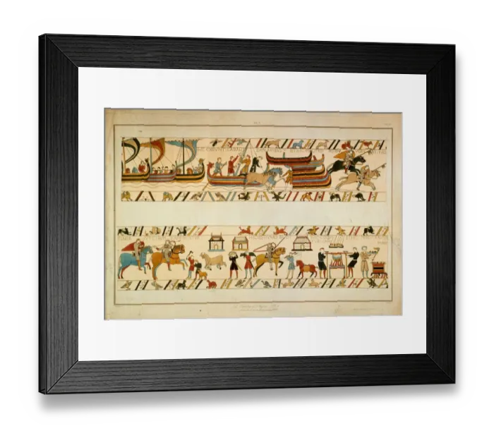 Framed Print : Bayeux Tapestry Scene - William the Conquerors troops land at Pevensey Framed Print : Bayeux Tapestry Scene - William the Conquerors troops land at Pevensey