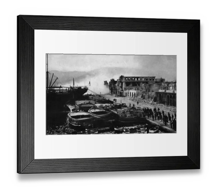 Framed Print : Smyrna. Ruined buildings on the quay at Smyrna Framed Print : Smyrna. Ruined buildings on the quay at Smyrna