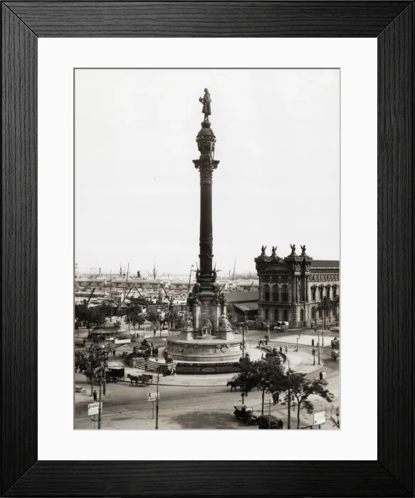 Framed Print : Barcelona. The Monument a Colon, a monument to Christopher Columbus by Framed Print : Barcelona. The Monument a Colon, a monument to Christopher Columbus by