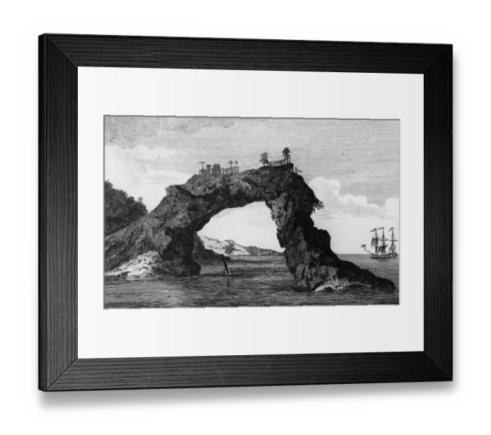 Framed Print : Rock Arch. An arched rock topped with a fenced compound on the coast of New Zealand Framed Print : Rock Arch. An arched rock topped with a fenced compound on the coast of New Zealand