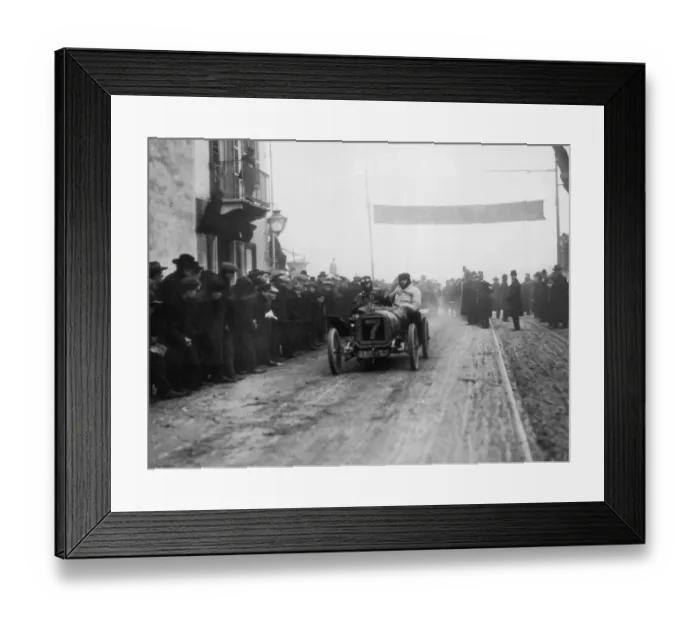 Framed Print : Arrivo. A Peugeot reaches the finish-line of a twin race in Italy, circa 1895 Framed Print : Arrivo. A Peugeot reaches the finish-line of a twin race in Italy, circa 1895