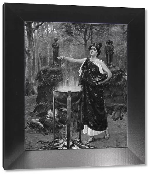 Medea, an enchantress from Greek mythology, casts one of her magic spells in the forest