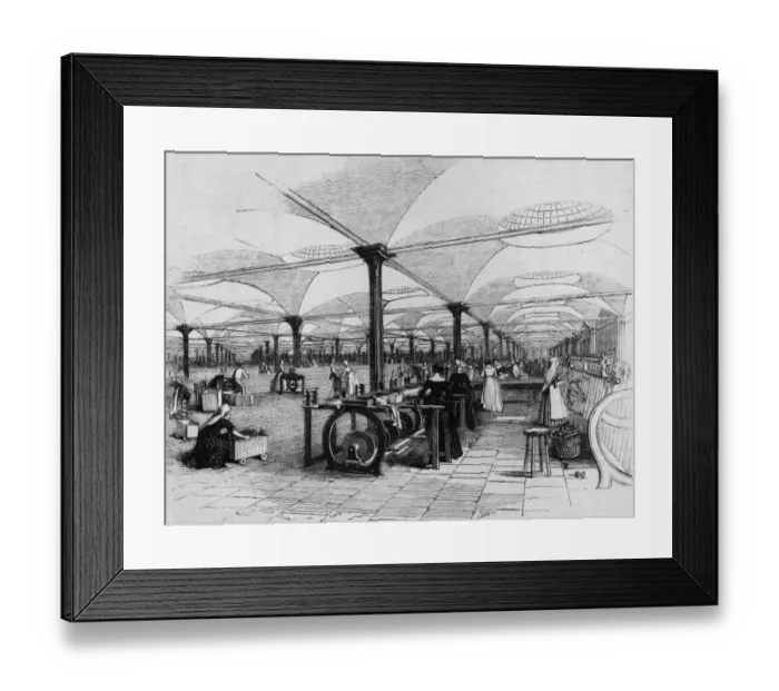 Framed Print : Flax Mill. circa 1860: The interior of Marshalls flax mill in Leeds with Framed Print : Flax Mill. circa 1860: The interior of Marshalls flax mill in Leeds with