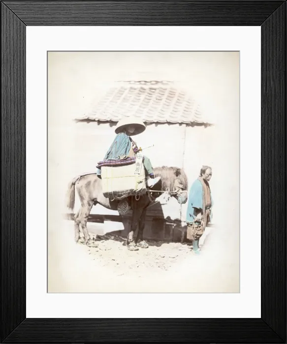Framed Print : Yakonin. A mounted yakonin travels the Tokaido or East Sea Route between Tokyo Framed Print : Yakonin. A mounted yakonin travels the Tokaido or East Sea Route between Tokyo