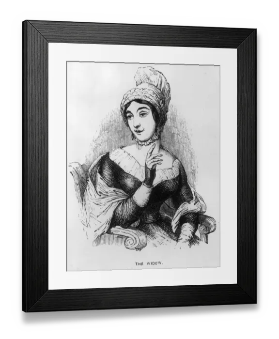 Framed Print : The Widow. circa 1839: The Widow, a character Framed Print : The Widow. circa 1839: The Widow, a character