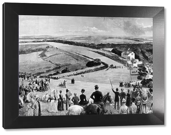 Goodwood. 1886: Panoramic view of Goodwood racecourse on the South Downs