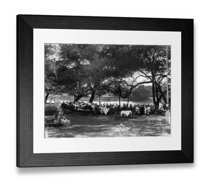 Framed Print : Tea Party. circa 1900: People seated at tea tables in the shade of trees