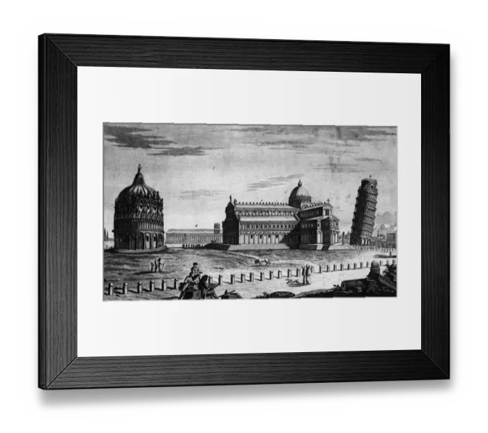 Framed Print : Pisa. circa 1800: From left to right, the Baptistry, Cathedral and Leaning Tower of Pisa Framed Print : Pisa. circa 1800: From left to right, the Baptistry, Cathedral and Leaning Tower of Pisa