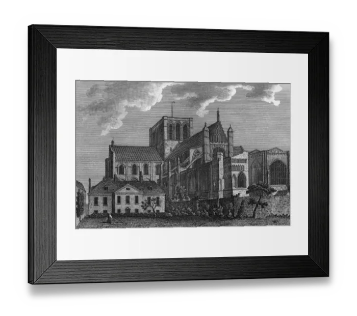 Framed Print : Winchester Cathedral n Hampshire with a low, Norman tower Framed Print : Winchester Cathedral n Hampshire with a low, Norman tower