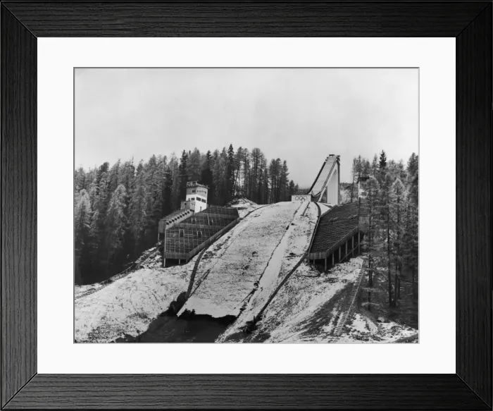 Framed Print : Ski Jump. 8th November 1955: The ski jump at Cortina d Ampezzo