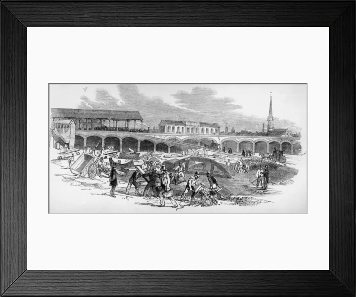 Framed Print : Waterloo. July 1848: Extending Waterloo station, London Framed Print : Waterloo. July 1848: Extending Waterloo station, London