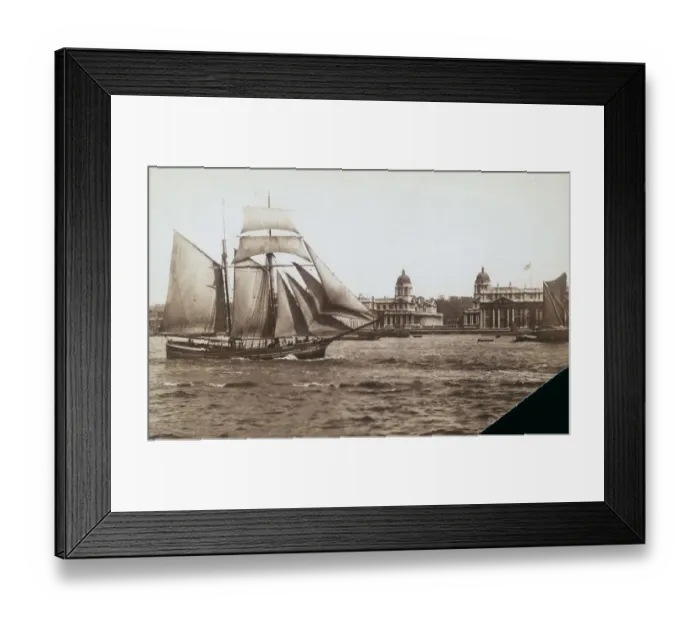 Framed Print : Sailing ship passes the Royal Naval College in Greenwic Framed Print : Sailing ship passes the Royal Naval College in Greenwic