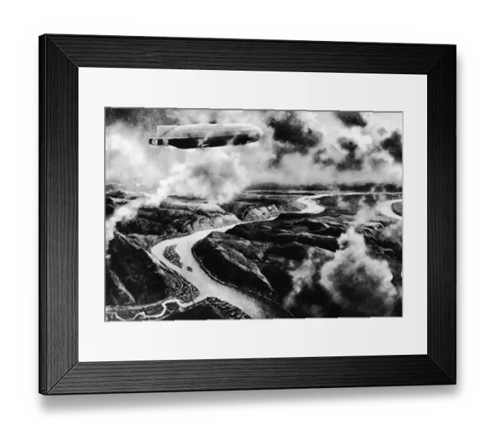 Framed Print : A Zeppelin Flies Over The Balkans Framed Print : A Zeppelin Flies Over The Balkans