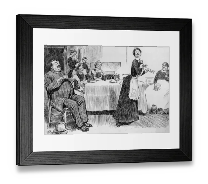 Framed Print : My Lady. circa 1890: Servants and a visiting policeman enjoy the sight Framed Print : My Lady. circa 1890: Servants and a visiting policeman enjoy the sight