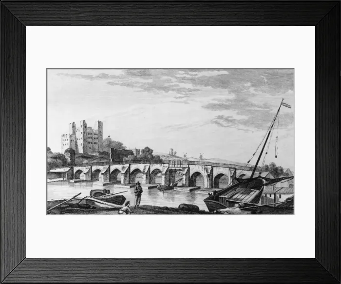 Framed Print : Rochester. circa 1800: Rochester Bridge and Castle, Framed Print : Rochester. circa 1800: Rochester Bridge and Castle,