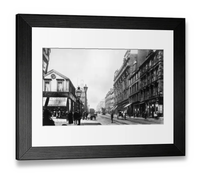 Framed Print : Glasgow. 1895: Sauchiehall street, a busy shopping street in the centre of Glasgow Framed Print : Glasgow. 1895: Sauchiehall street, a busy shopping street in the centre of Glasgow