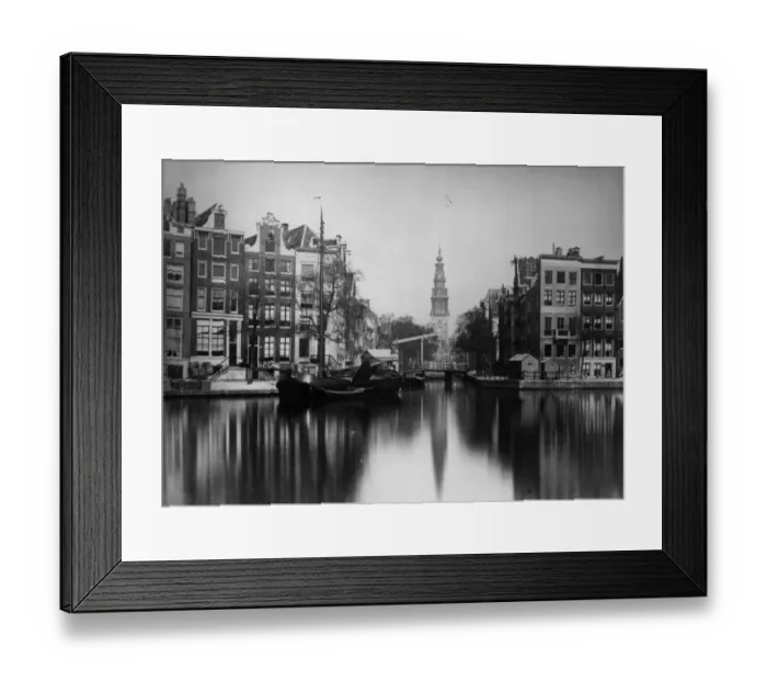 Framed Print : Amsterdam. circa 1900: A barge moored alongside a canal in the Dutch city of Amsterdam Framed Print : Amsterdam. circa 1900: A barge moored alongside a canal in the Dutch city of Amsterdam