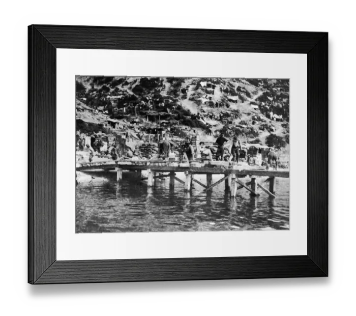 Framed Print : Gallipoli. The landing pier constructed by the Allies at Gallipoli during World War I Framed Print : Gallipoli. The landing pier constructed by the Allies at Gallipoli during World War I